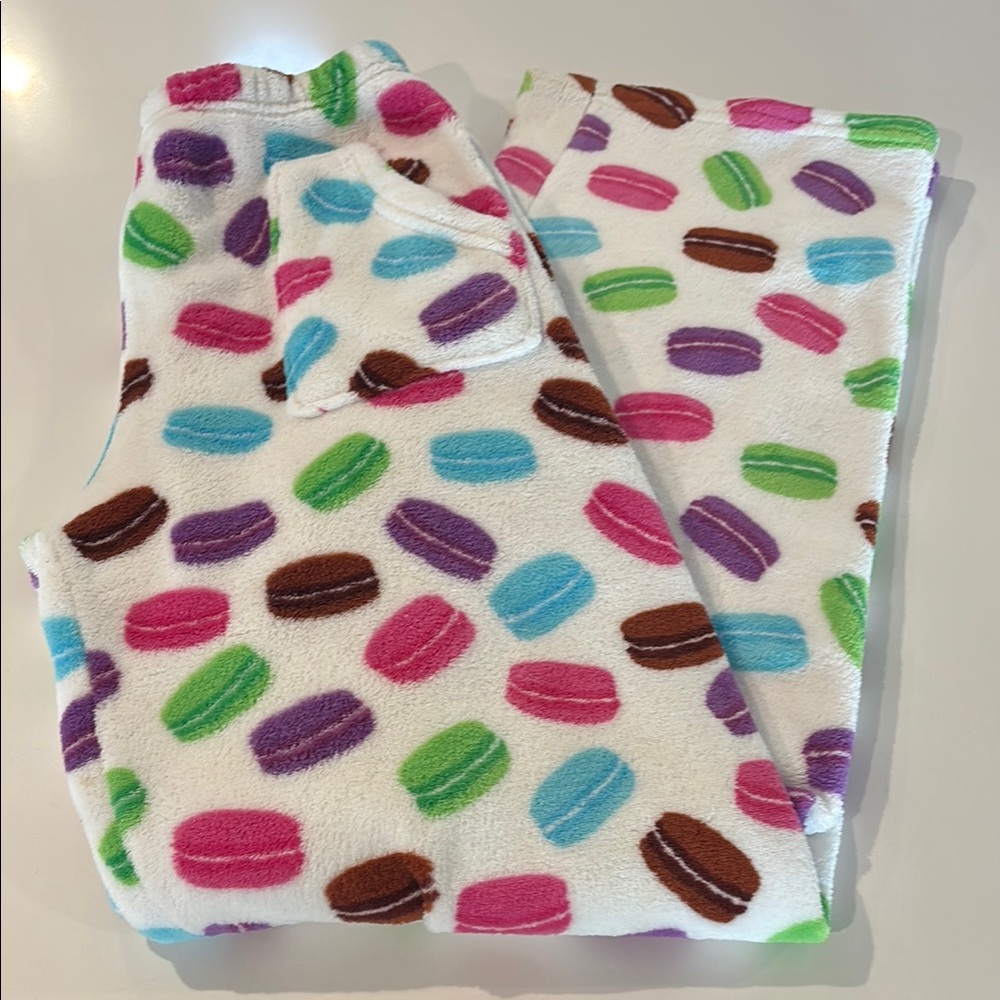 i Scream Colorful Macaron Print Kids Fuzzy Pajama Bottoms size XL / 16